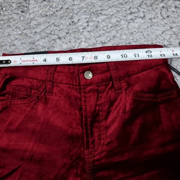 Jen7 by 7 For All Mankind Women's Velvet Ankle Skinny Pants Size 2 Red - Picture 9 of 12